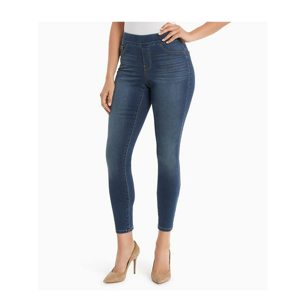 Black Nine West Jeans Womens Zipper Hem Heidi Pull-On Skinny Crop Pant